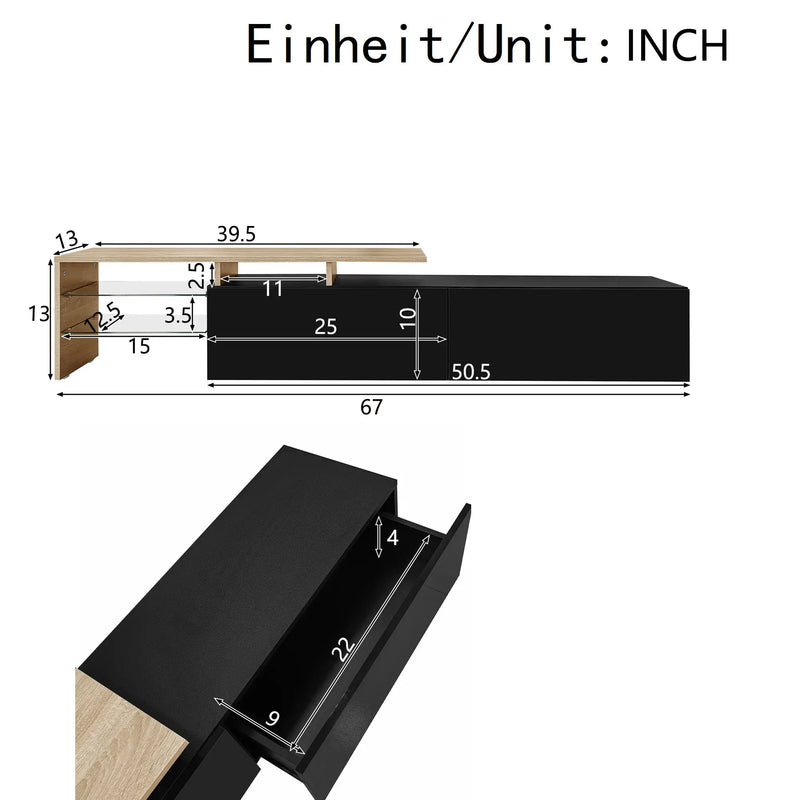 Pending - Aosom TV Stand Modern TV Stand with Glass Shelves and LED Lighting - Available in 3 Colours