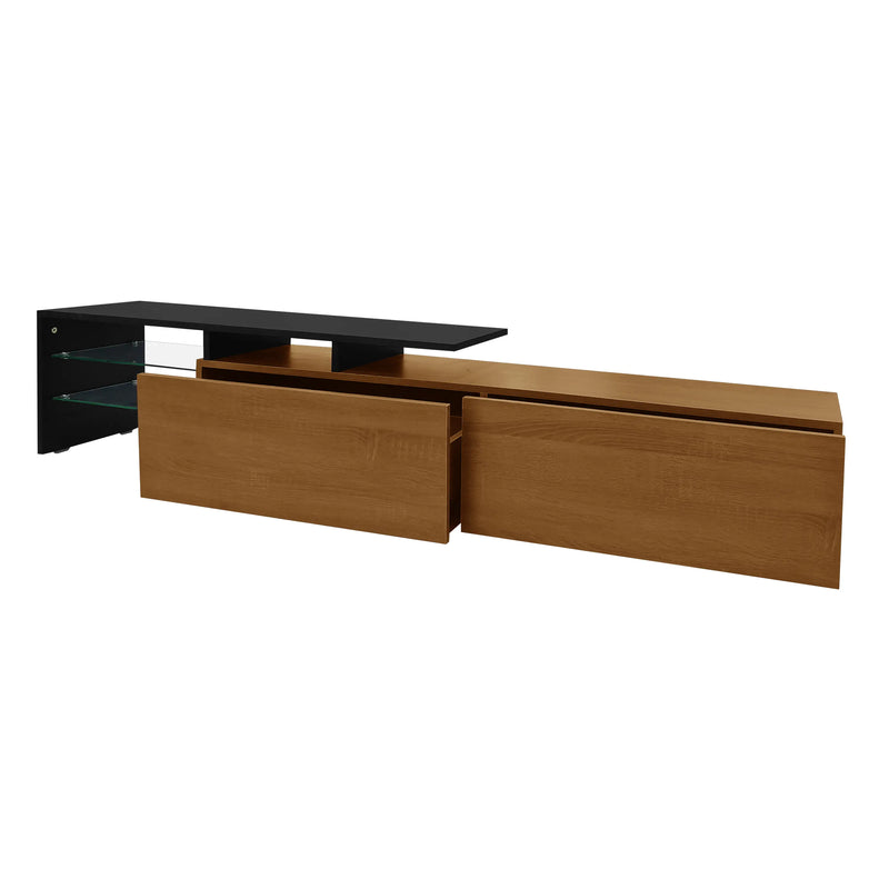 Pending - Aosom TV Stand Modern TV Stand with Glass Shelves and LED Lighting - Available in 3 Colours