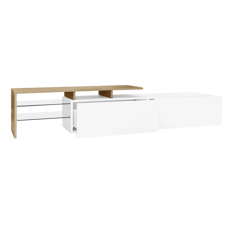 Pending - Aosom TV Stand Modern TV Stand with Glass Shelves and LED Lighting - Available in 3 Colours