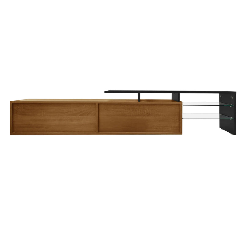Pending - Aosom TV Stand Modern TV Stand with Glass Shelves and LED Lighting - Available in 3 Colours