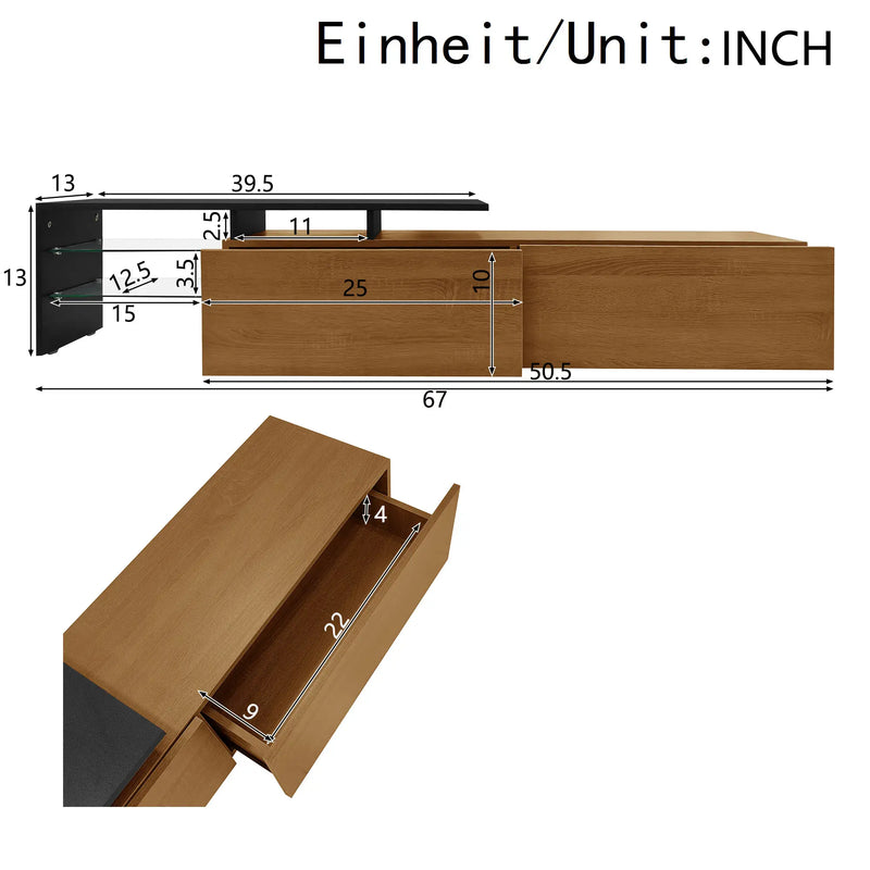 Pending - Aosom TV Stand Modern TV Stand with Glass Shelves and LED Lighting - Available in 3 Colours