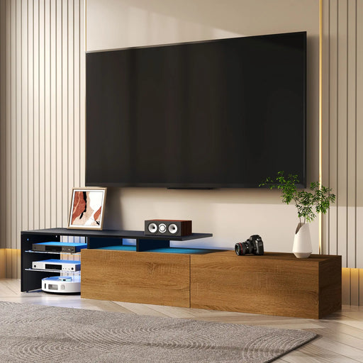 Pending - Aosom TV Stand Modern TV Stand with Glass Shelves and LED Lighting - Available in 3 Colours
