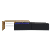 Pending - Aosom TV Stand Natural & Black Modern TV Stand with Glass Shelves and LED Lighting - Available in 3 Colours