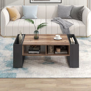 Pending - Aosom Wood Grain Coffee Table with Handleless Drawer in Grey