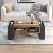 Pending - Aosom Wood Grain Coffee Table with Handleless Drawer in Grey