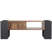 Pending - Aosom Wood Grain Coffee Table with Handleless Drawer in Grey