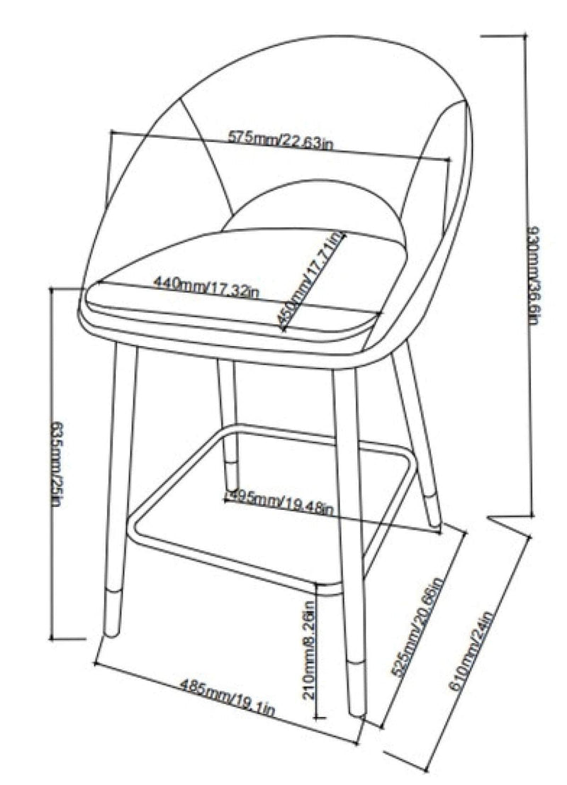 Pending - Brassex Inc. Counter Stool Mila Counter Stool, Set of 2 - Available in 3 Colours