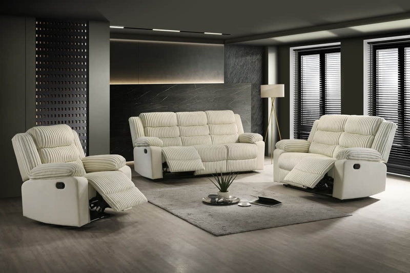 Pending - Brassex Inc. Romilly 3-Piece Recliner Set in Cream