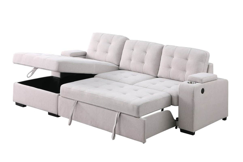 Pending - Brassex Inc. Sectional Sofa Left Facing Chaise Lennox Sectional Sleeper Sofa Bed in Beige