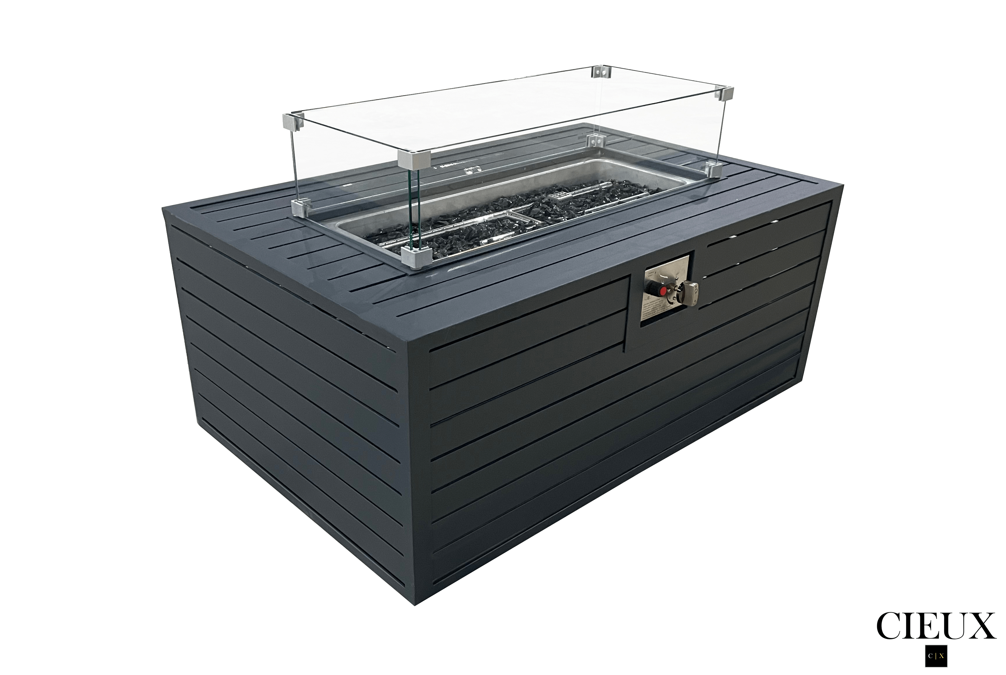 Pending - Cieux Annency Outdoor Patio Aluminum Metal Firepit Coffee Table in Black