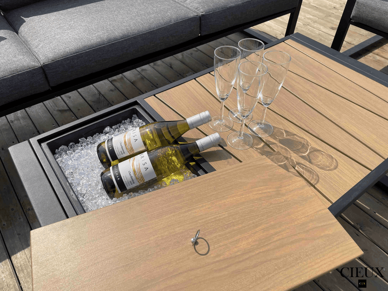 Pending - Cieux Avignon Outdoor Patio Aluminum Metal Sofa Conversation Set in Black with Sunbrella Cushions - Available in 2 Colours