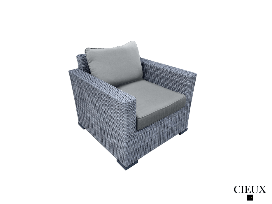 Pending - Cieux Cannes Outdoor Patio Wicker Club Chair in Grey with Sunbrella Cushions - Available in 2 Colours