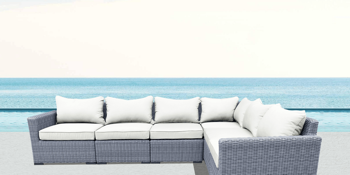 Outdoor wicker sectional sunbrella best sale