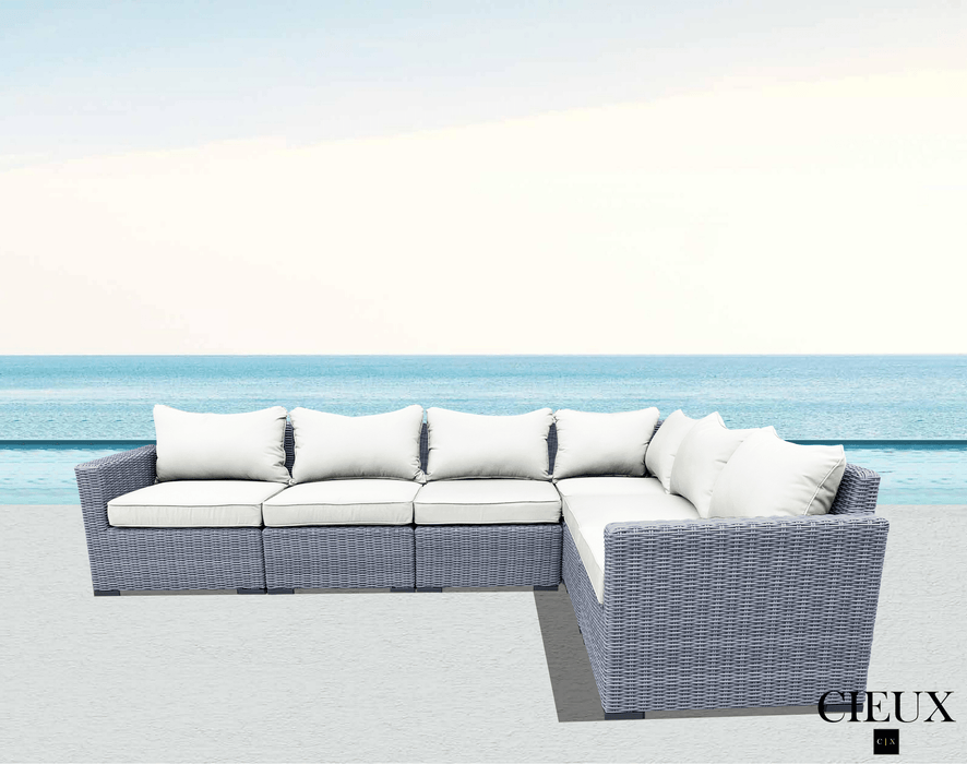 CIEUX Cannes Outdoor Patio Wicker Modular L Shaped Sectional Sofa