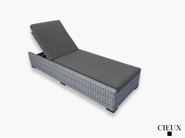 Pending - Cieux Canvas Charcoal Cannes Outdoor Patio Wicker Chaise Sun Lounger in Grey with Sunbrella Cushions - Available in 2 Colours