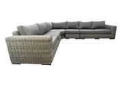 Pending - Cieux Canvas Charcoal Champagne Outdoor Patio Wicker L-Shaped Sectional Sofa in Grey with Sunbrella Cushions - Available in 2 Colours