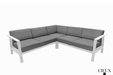 Pending - Cieux Canvas Charcoal Corsica Outdoor Patio Aluminum Metal Corner Sectional Sofa in White with Sunbrella Cushions - Available in 2 Colours