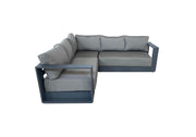 Pending - Cieux Canvas Charcoal Lyon Outdoor Patio Aluminum Metal Corner Sectional Sofa in Midnight Grey with Sunbrella Cushions - Available in 2 Colours