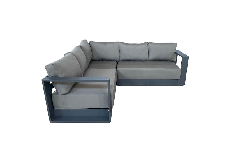 Pending - Cieux Canvas Charcoal Lyon Outdoor Patio Aluminum Metal Corner Sectional Sofa in Midnight Grey with Sunbrella Cushions - Available in 2 Colours
