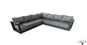 Pending - Cieux Canvas Charcoal Lyon Outdoor Patio Aluminum Metal Large Corner Sectional Sofa in Midnight Grey with Sunbrella Cushions - Available in 2 Colours