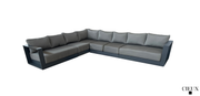 Pending - Cieux Canvas Charcoal Lyon Outdoor Patio Aluminum Metal Large L-Shaped Sectional Sofa in Midnight Grey with Sunbrella Cushions - Available in 2 Colours
