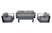 Pending - Cieux Canvas Charcoal Lyon Outdoor Patio Aluminum Metal Sofa Conversation Set in Midnight Grey with Sunbrella Cushions - Available in 2 Colours