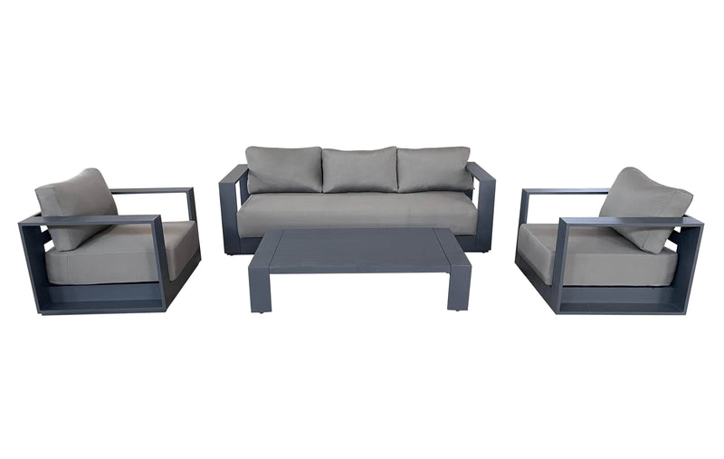 Pending - Cieux Canvas Charcoal Lyon Outdoor Patio Aluminum Metal Sofa Conversation Set in Midnight Grey with Sunbrella Cushions - Available in 2 Colours