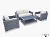 Pending - Cieux Canvas Natural Cannes Outdoor Patio Wicker Loveseat Conversation Set in Grey with Sunbrella Cushions - Available in 2 Colours
