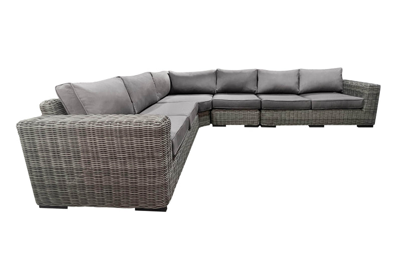 Pending - Cieux Canvas Taupe Champagne Outdoor Patio Wicker L-Shaped Sectional Sofa in Grey with Sunbrella Cushions - Available in 2 Colours