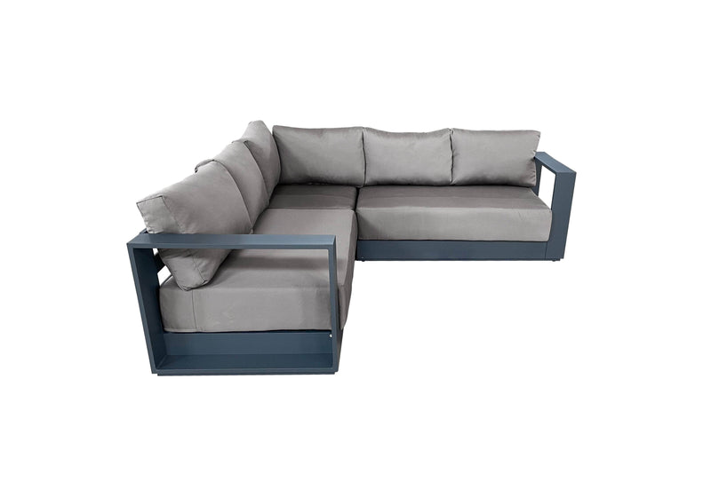 Pending - Cieux Canvas Taupe Lyon Outdoor Patio Aluminum Metal Corner Sectional Sofa in Midnight Grey with Sunbrella Cushions - Available in 2 Colours