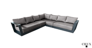Pending - Cieux Canvas Taupe Lyon Outdoor Patio Aluminum Metal Large Corner Sectional Sofa in Midnight Grey with Sunbrella Cushions - Available in 2 Colours
