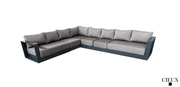 Pending - Cieux Canvas Taupe Lyon Outdoor Patio Aluminum Metal Large L-Shaped Sectional Sofa in Midnight Grey with Sunbrella Cushions - Available in 2 Colours