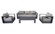 Pending - Cieux Canvas Taupe Lyon Outdoor Patio Aluminum Metal Sofa Conversation Set in Midnight Grey with Sunbrella Cushions - Available in 2 Colours