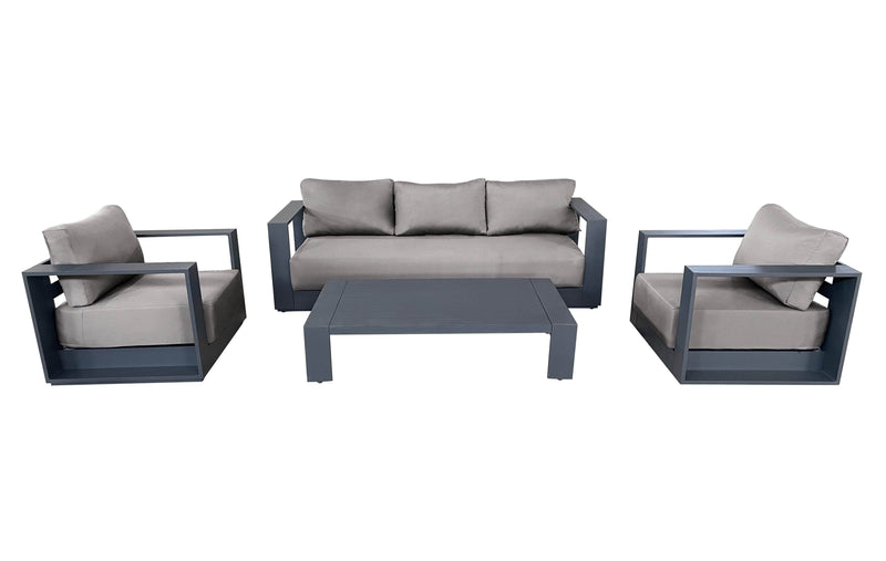 Pending - Cieux Canvas Taupe Lyon Outdoor Patio Aluminum Metal Sofa Conversation Set in Midnight Grey with Sunbrella Cushions - Available in 2 Colours
