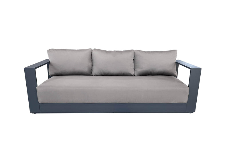 Pending - Cieux Canvas Taupe Lyon Outdoor Patio Aluminum Metal Sofa in Midnight Grey with Sunbrella Cushions - Available in 2 Colours