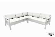 Pending - Cieux CORSI-CRSEC-NATUR Corsica Outdoor Patio Aluminum Metal Corner Sectional Sofa in White with Sunbrella Cushions - Available in 2 Colours