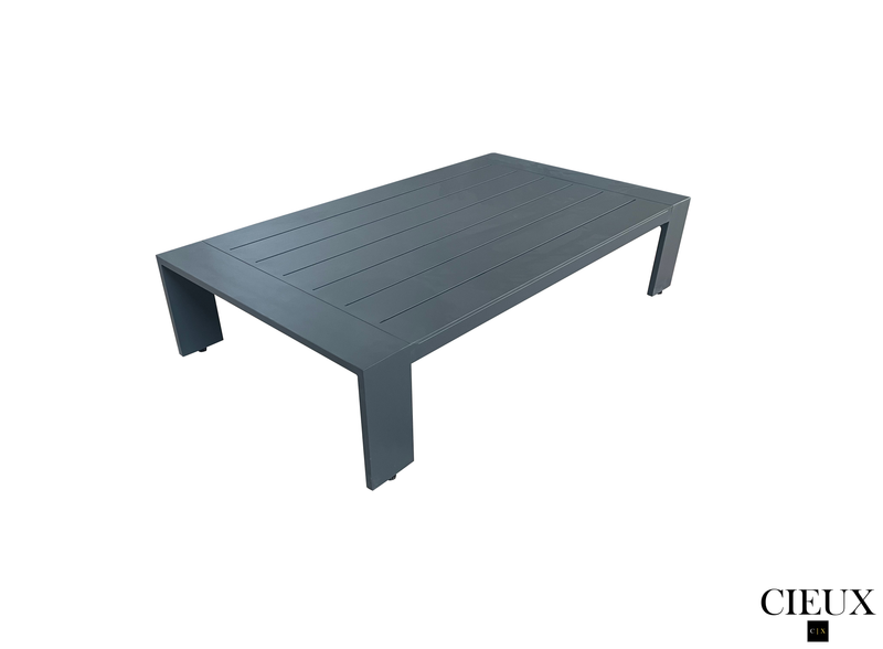 Pending - Cieux Lyon Outdoor Patio Aluminum Metal Rectangular Coffee Table in Midnight Grey