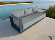 Pending - Cieux Lyon Outdoor Patio Aluminum Metal Sofa in Midnight Grey with Sunbrella Cushions - Available in 2 Colours