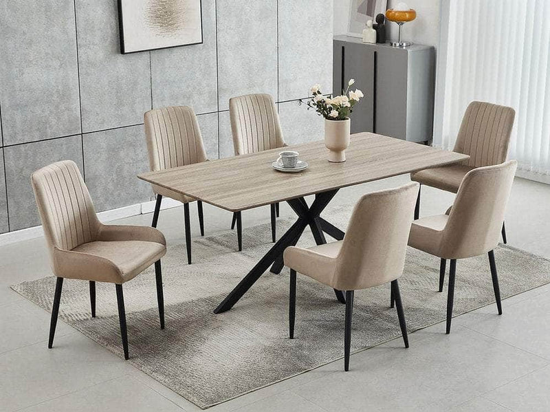 Pending - IFDC Beige Velvet 7pc Dining Set T-1510 C-1511