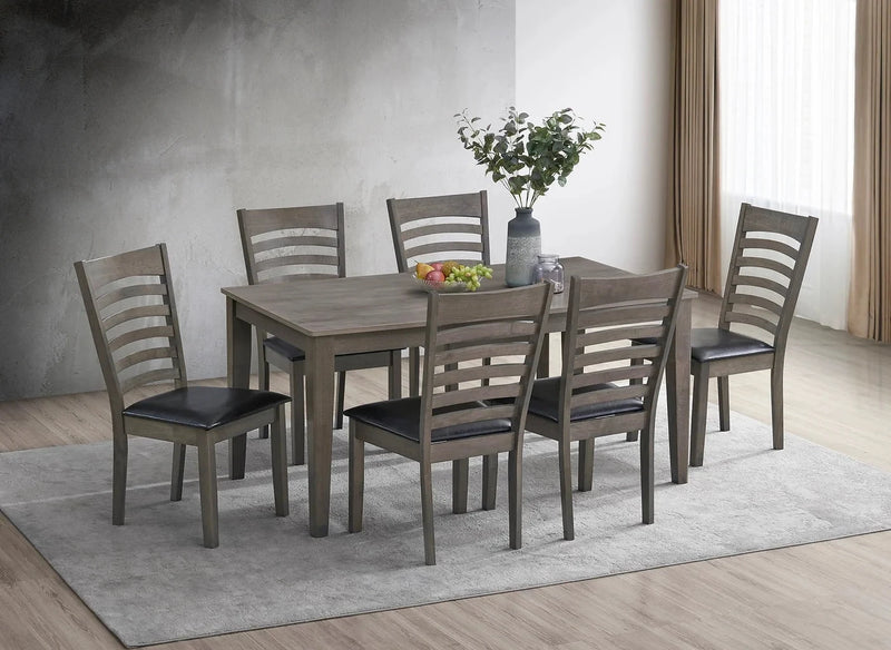 Pending - IFDC Dining Set Table and 6 Chairs with Black Seat 7 Piece Dining Set