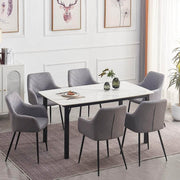 Pending - IFDC Dining Table and 6 Chairs / Fabric 7pc Dining Set T-1815 C-1817 in Grey