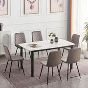 Pending - IFDC Dining Table and 6 Chairs / Velvet 7pc Dining Set T-1815 C-1817 in Grey