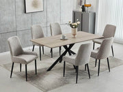 Pending - IFDC Grey/Beige Fabric 7pc Dining Set T-1510 C-1511