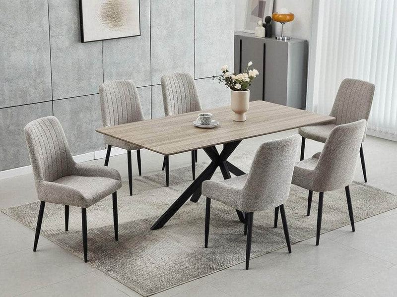 Pending - IFDC Grey/Beige Fabric 7pc Dining Set T-1510 C-1511