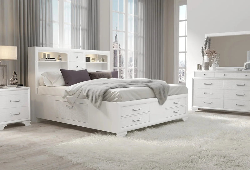 Pending - IFDC Jordyn White Bedroom Platform Storage Set - Available in 3 Sizes