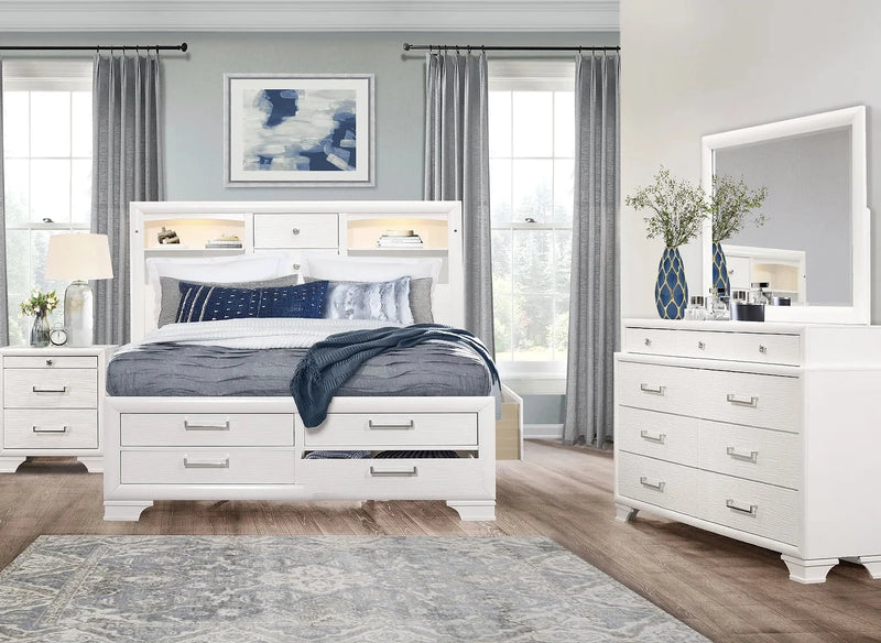 Pending - IFDC Jordyn White Bedroom Platform Storage Set - Available in 3 Sizes