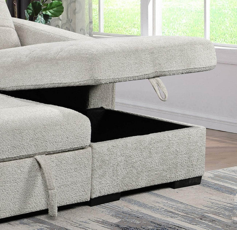 Pending - IFDC Light Grey Tufted Sleeper Sectional - Available in 2 Configurations