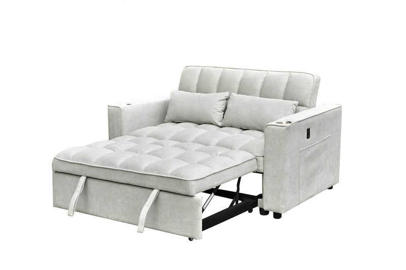 Pending - IFDC Tufted Creme Sleeper Sofa with Adjustable Backrest