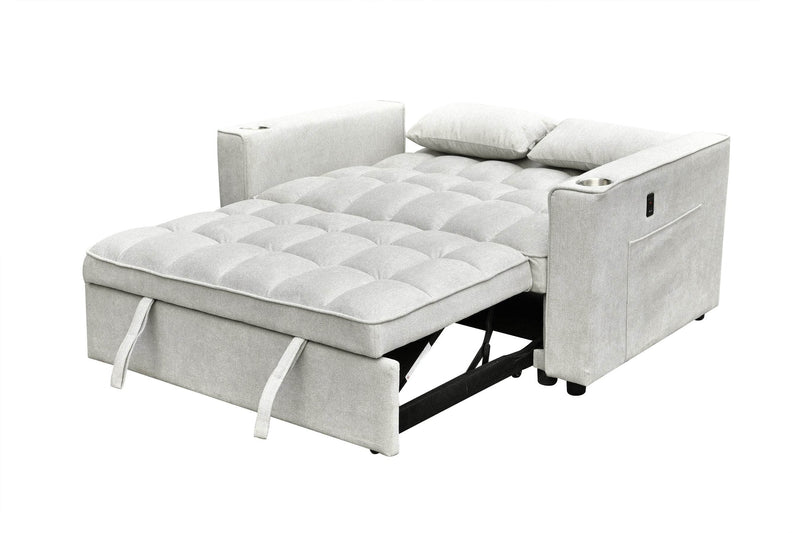 Pending - IFDC Tufted Creme Sleeper Sofa with Adjustable Backrest