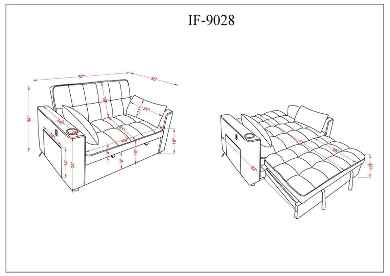 Pending - IFDC Tufted Creme Sleeper Sofa with Adjustable Backrest